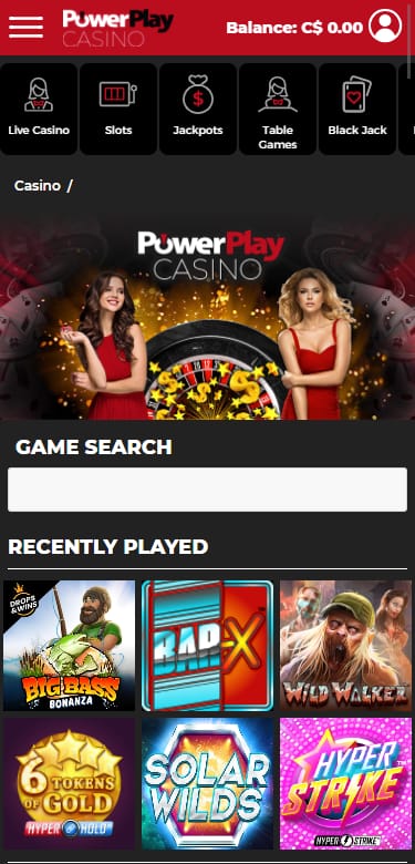 Powerplay Canadian online casino mobile app